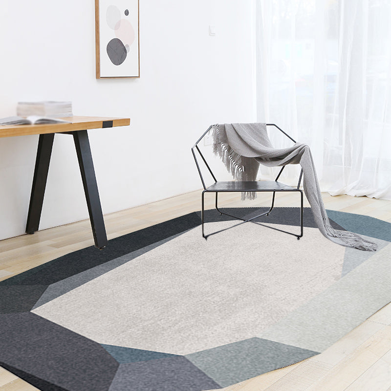 Grey and Blue Irregular Rug Bedroom Novelty Color Block Pattern Area Rug Polyester Washable Carpet Grey Clearhalo 'Area Rug' 'Rug' 1715208