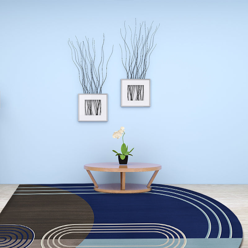 Modern Irregular Novelty Rug in Green and Blue Color Block Pattern Rug Polyester Washable Carpet for Home Decoration Blue Clearhalo 'Area Rug' 'Rug' 1715339