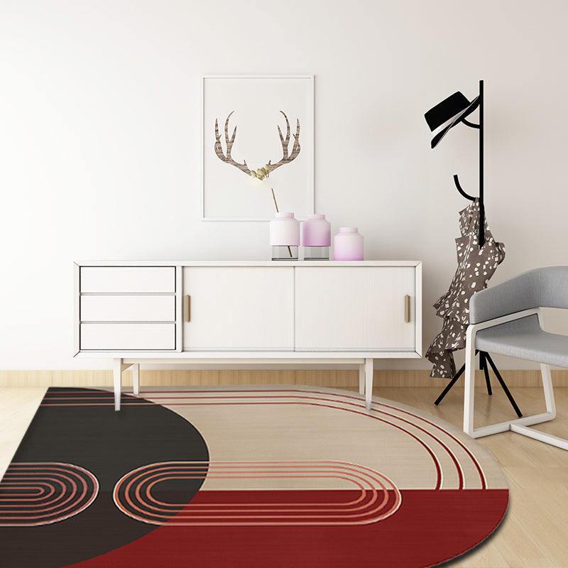Modern Irregular Novelty Rug in Green and Blue Color Block Pattern Rug Polyester Washable Carpet for Home Decoration Red Clearhalo 'Area Rug' 'Rug' 1715342