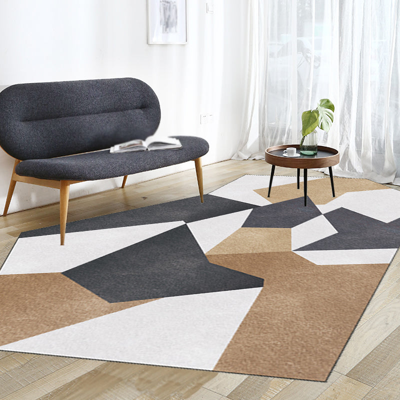 Modern Novelty Irregular Rug in Black and Brown Colorblock Pattern Rug Polyester Washable Carpet for Home Decoration Black Clearhalo 'Area Rug' 'Rug' 1715345