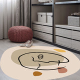 Scandinavian Novelty Irregular Rug in Ivory Abstract Maiden Pattern Rug Polyester Anti-Slip Carpet for Home Decor