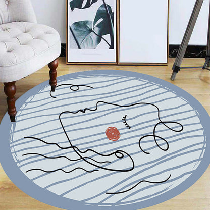 Novelty Living Room Irregular Rug in Blue Abstract Painting Print Rug Polyester Non-Slip Backing Area Rug Blue Clearhalo 'Area Rug' 'Rug' 1715420