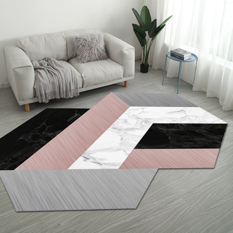 Casual Bedroom Irregular Rug in Grey and Ivory Color Block Print Rug Polyester Washable Area Rug Grey Clearhalo 'Area Rug' 'Rug' 1715435