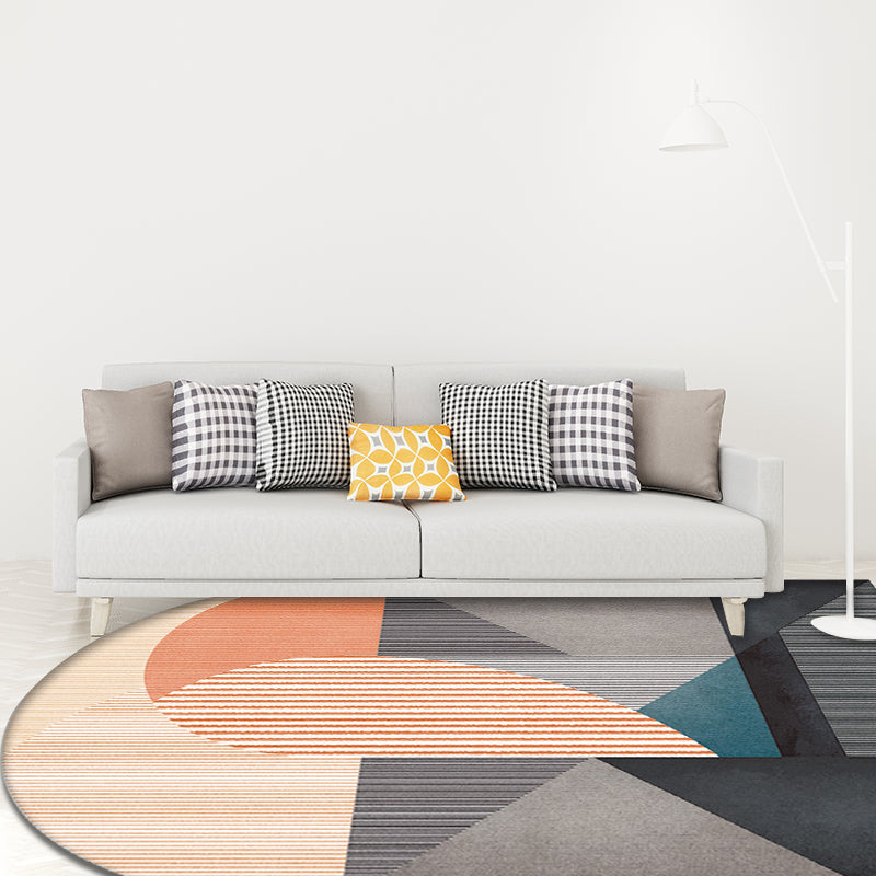 Contemporary Novelty Rug in Red and Orange Color Block Stripe Pattern Rug Polyester Non-Slip Carpet for Home Decor Yellow-Red Clearhalo 'Area Rug' 'Rug' 1715499