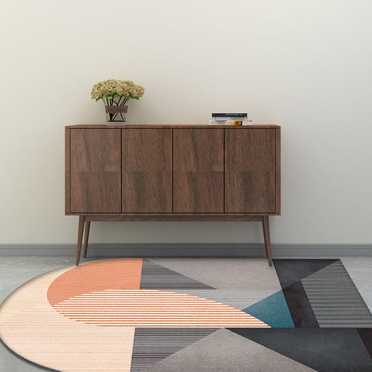 Contemporary Novelty Rug in Red and Orange Color Block Stripe Pattern Rug Polyester Non-Slip Carpet for Home Decor