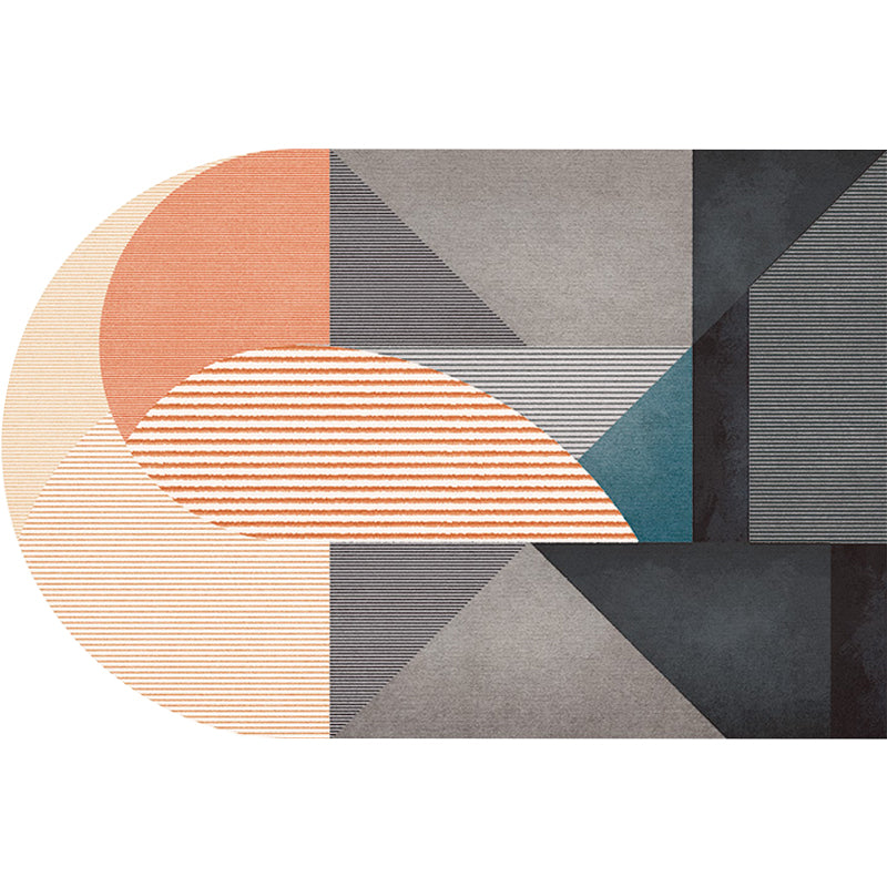 Contemporary Novelty Rug in Red and Orange Color Block Stripe Pattern Rug Polyester Non-Slip Carpet for Home Decor Clearhalo 'Area Rug' 'Rug' 1715501