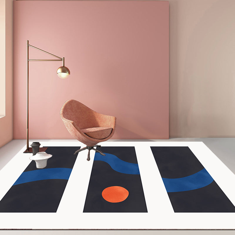 Contemporary Abstract Rug Multicolor Polyester Rug Washable Pet Friendly Carpet for Living Room Black Clearhalo 'Area Rug' 'Rug' 1715516