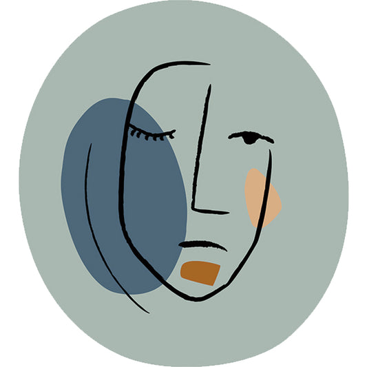 Novelty Living Room Irregular Rug in Blue Abstract Face Print Rug Polyester Pet Friendly Area Rug Clearhalo 'Area Rug' 'Rug' 1715537