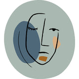 Novelty Living Room Irregular Rug in Blue Abstract Face Print Rug Polyester Pet Friendly Area Rug Clearhalo 'Area Rug' 'Rug' 1715537