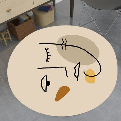 Ivory Irregular Bedroom Rug Novelty Abstract Painting Pattern Area Rug Polyester Stain-Resistant Carpet Beige Clearhalo 'Area Rug' 'Rug' 1715603