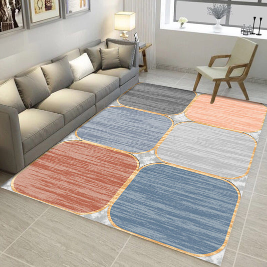 Pink and Brown Bedroom Rug Modern Colorblock Geometric Pattern Area Rug Polyester Stain-Resistant Carpet Blue Clearhalo 'Area Rug' 'Modern' 'Rugs' Rug' 1715683