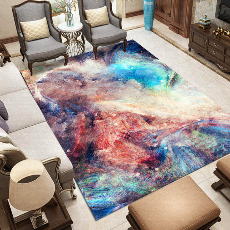 Purple and Blue Bedroom Rug Modern Galaxy Pattern Area Rug Polyester Stain-Resistant Carpet Red Clearhalo 'Area Rug' 'Modern' 'Rugs' Rug' 1715712