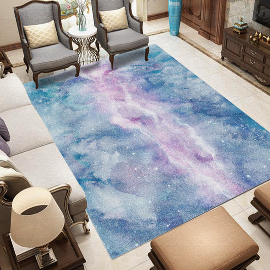 Purple and Blue Bedroom Rug Modern Galaxy Pattern Area Rug Polyester Stain-Resistant Carpet Blue Clearhalo 'Area Rug' 'Modern' 'Rugs' Rug' 1715718