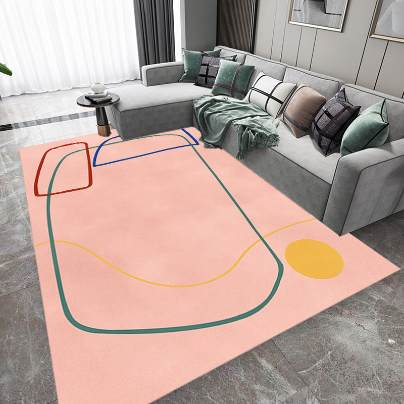 Nordic Modernism Rug Blue and Yellow Abstract Rug Pet Friendly Anti-Slip Carpet for Bedroom Pink Clearhalo 'Area Rug' 'Rug' 1715735