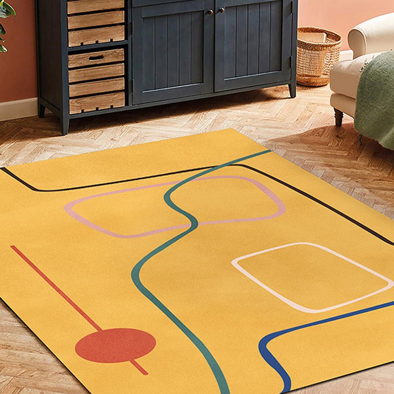 Nordic Modernism Rug Blue and Yellow Abstract Rug Pet Friendly Anti-Slip Carpet for Bedroom Yellow Clearhalo 'Area Rug' 'Rug' 1715738
