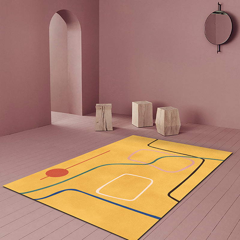Nordic Modernism Rug Blue and Yellow Abstract Rug Pet Friendly Anti-Slip Carpet for Bedroom Clearhalo 'Area Rug' 'Rug' 1715739