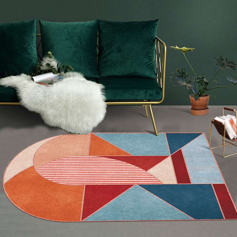 Contemporary Novelty Irregular Rug in Green and Brown Colorblock Pattern Rug Polyester Washable Carpet for Home Decor Blue Clearhalo 'Area Rug' 'Rug' 1715741