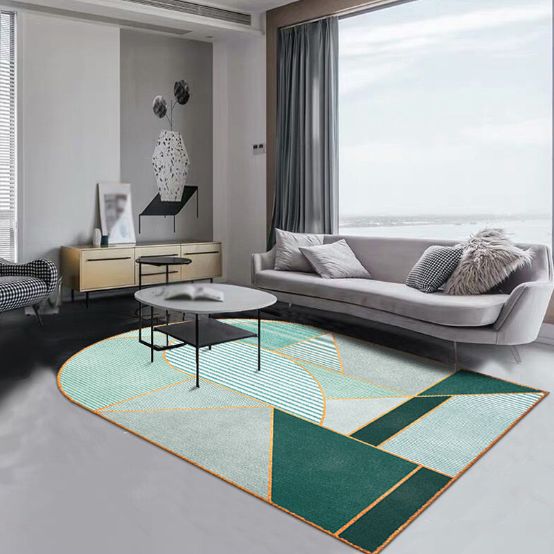Contemporary Novelty Irregular Rug in Green and Brown Colorblock Pattern Rug Polyester Washable Carpet for Home Decor Green Clearhalo 'Area Rug' 'Rug' 1715753