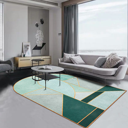 Contemporary Novelty Irregular Rug in Green and Brown Colorblock Pattern Rug Polyester Washable Carpet for Home Decor Green Clearhalo 'Area Rug' 'Rug' 1715753