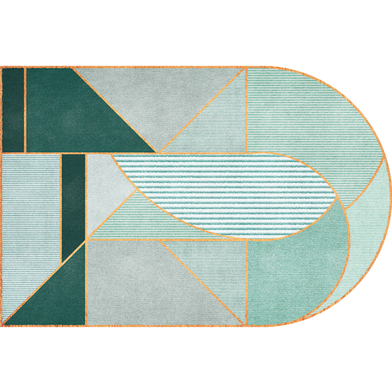 Contemporary Novelty Irregular Rug in Green and Brown Colorblock Pattern Rug Polyester Washable Carpet for Home Decor Clearhalo 'Area Rug' 'Rug' 1715755