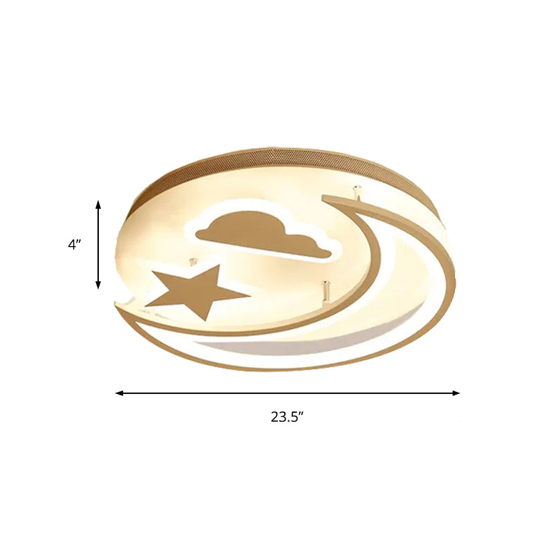 Metal Moon and Star Flush Ceiling Light Kid Bedroom Cartoon Ceiling Lamp in White Finish Clearhalo 'Ceiling Lights' 'Close To Ceiling Lights' 'Close to ceiling' 'Flush mount' Lighting' 171578