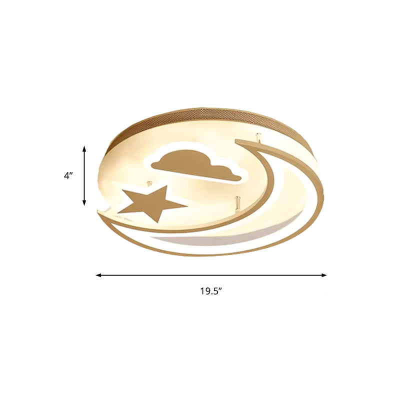 Metal Moon and Star Flush Ceiling Light Kid Bedroom Cartoon Ceiling Lamp in White Finish Clearhalo 'Ceiling Lights' 'Close To Ceiling Lights' 'Close to ceiling' 'Flush mount' Lighting' 171579