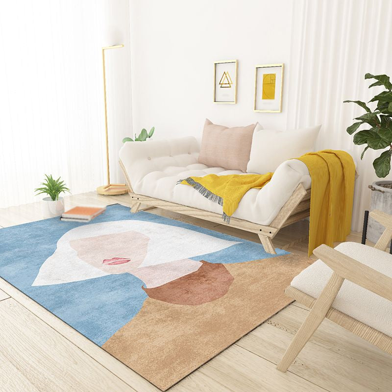 Novelty Character Pattern Rug Multicolor Polyester Rug Non-Slip Backing Pet Friendly Carpet for Living Room Sky Blue Clearhalo 'Area Rug' 'Rug' 1715833