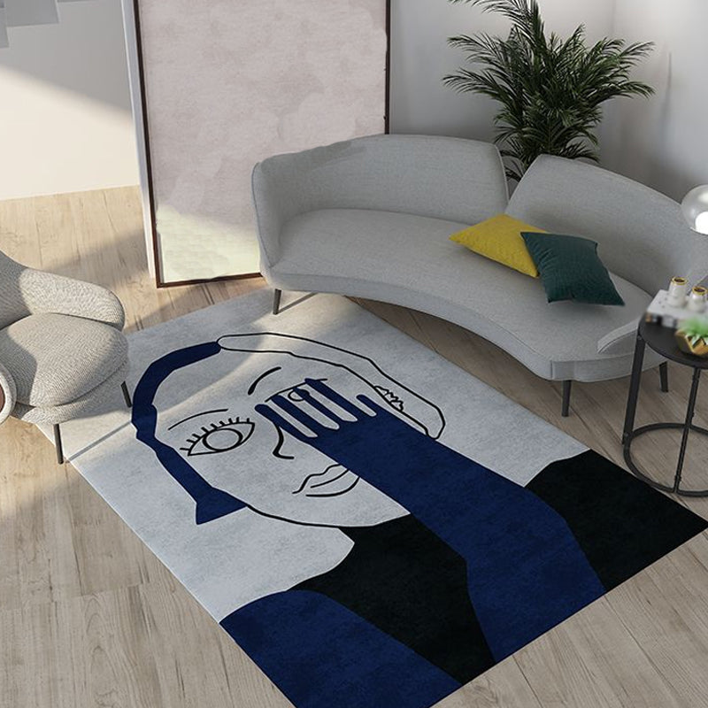 Novelty Character Pattern Rug Multicolor Polyester Rug Non-Slip Backing Pet Friendly Carpet for Living Room Dark Blue Clearhalo 'Area Rug' 'Rug' 1715836