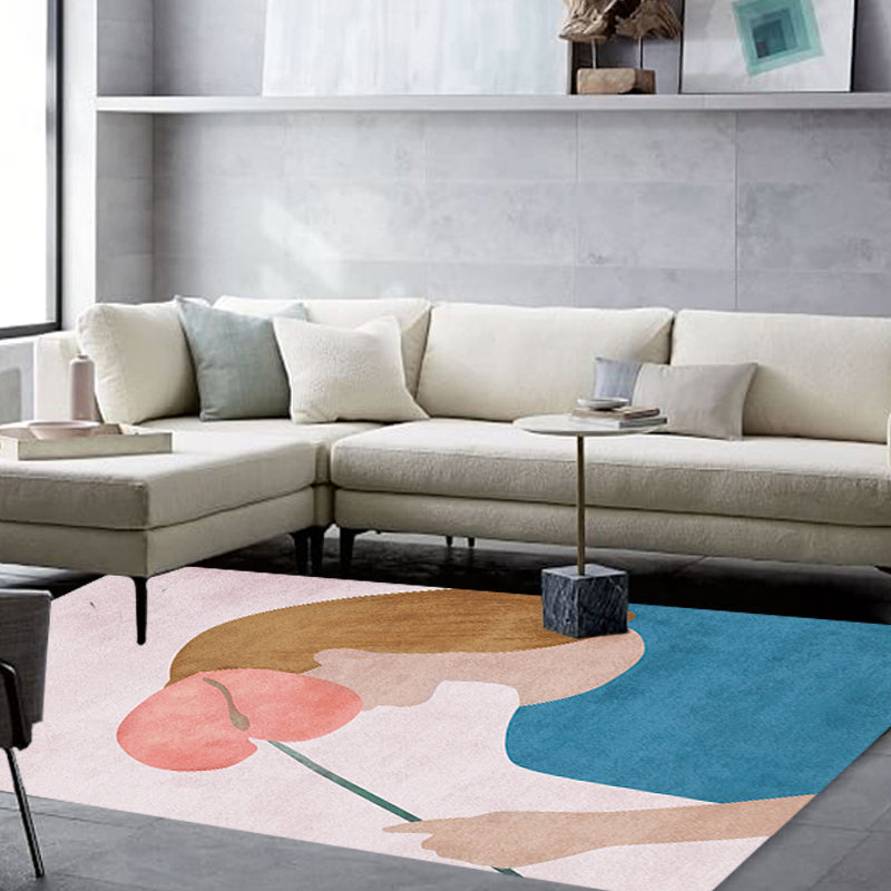 Novelty Character Pattern Rug Multicolor Polyester Rug Non-Slip Backing Pet Friendly Carpet for Living Room Pink Clearhalo 'Area Rug' 'Rug' 1715842