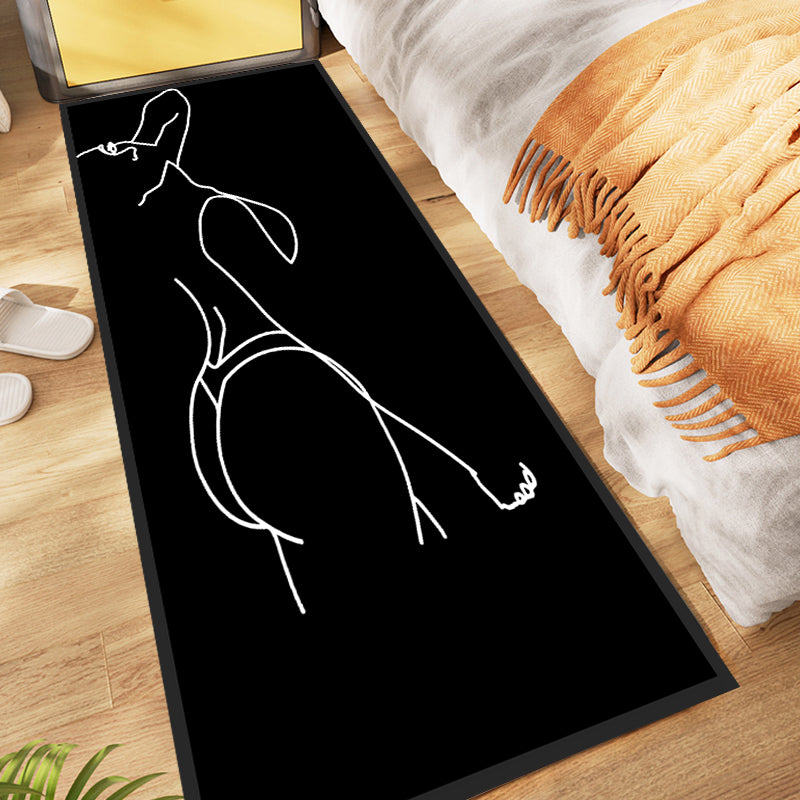 Novelty Abstract Rug Modern Black Polyester Rug Anti-Slip Pet Friendly Area Rug for Bedroom Black Clearhalo 'Area Rug' 'Rug' 1715874