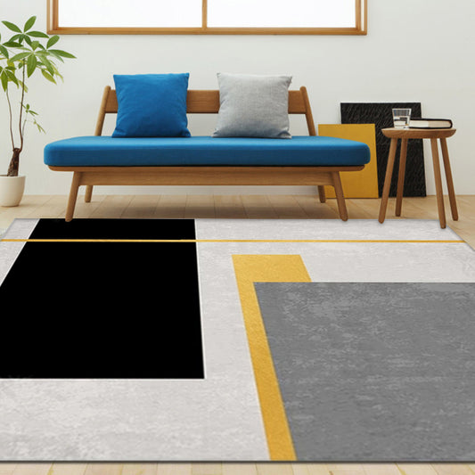Minimalist Colorblock Geometric Pattern Rug Polyester Rug Anti-Slip Backing Pet Friendly Washable Carpet for Living Room Grey Clearhalo 'Area Rug' 'Modern' 'Rugs' Rug' 1715889