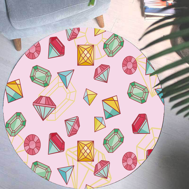 Pink and Purple Kids Rug Polyester Diamond and Socks Pattern Rug Pet Friendly Washable Anti-Slip Backing Carpet for Decoration Red Clearhalo 'Area Rug' 'Rug' 1715892