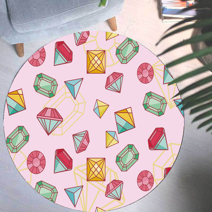 Pink and Purple Kids Rug Polyester Diamond and Socks Pattern Rug Pet Friendly Washable Anti-Slip Backing Carpet for Decoration Red Clearhalo 'Area Rug' 'Rug' 1715892