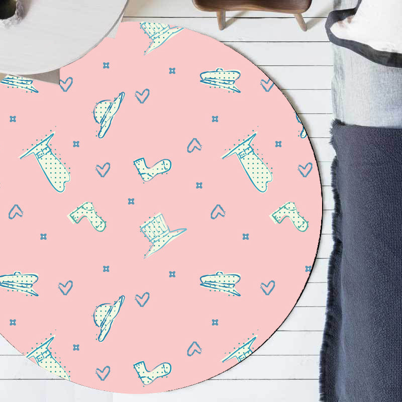 Pink and Purple Kids Rug Polyester Diamond and Socks Pattern Rug Pet Friendly Washable Anti-Slip Backing Carpet for Decoration Pink Clearhalo 'Area Rug' 'Rug' 1715899