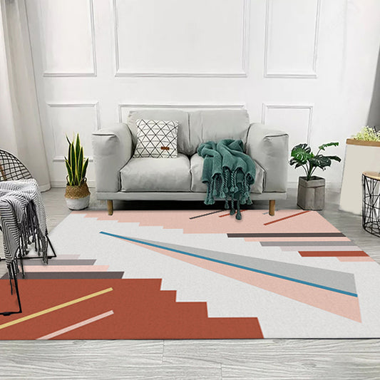 Unique Colorblock Geometric Pattern Rug Polyester Modernist Rug Pet Friendly Anti-Slip Backing Area Rug for Living Room Brick Red Clearhalo 'Area Rug' 'Modern' 'Rugs' Rug' 1715923