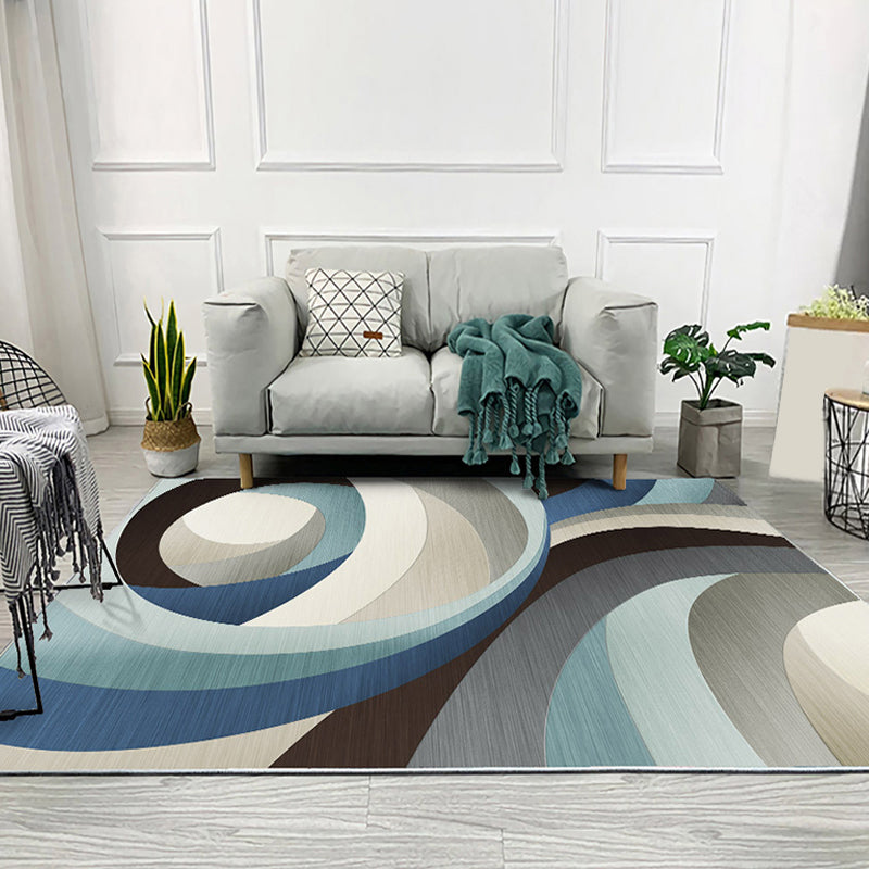 Unique Colorblock Geometric Pattern Rug Polyester Modernist Rug Pet Friendly Anti-Slip Backing Area Rug for Living Room Blue Clearhalo 'Area Rug' 'Modern' 'Rugs' Rug' 1715929