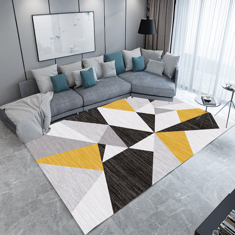 Unique Colorblock Geometric Pattern Rug Polyester Modernist Rug Pet Friendly Anti-Slip Backing Area Rug for Living Room Yellow Clearhalo 'Area Rug' 'Modern' 'Rugs' Rug' 1715930