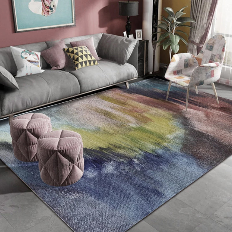 Contemporary Living Room Rug Green Multicolor Abstract Rug Polyester Washable Anti-Slip Pet Friendly Area Rug Ginger Clearhalo 'Area Rug' 'Modern' 'Rugs' Rug' 1715933