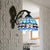 Dome Wall Light Fixture Baroque Stained Glass 1 Head Wall Mount Light in Blue for Bedroom Blue Clearhalo 'Industrial' 'Middle century wall lights' 'Tiffany wall lights' 'Tiffany' 'Wall Lamps & Sconces' 'Wall Lights' Lighting' 171595