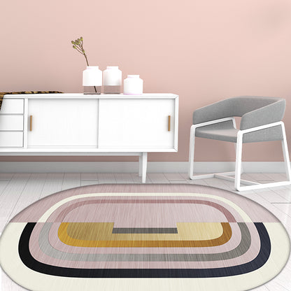 Minimalist Novelty Rug in Pink Color Block Line Pattern Rug Polyester Washable for Home Decoration Pink Clearhalo 'Area Rug' 'Rug' 1715975