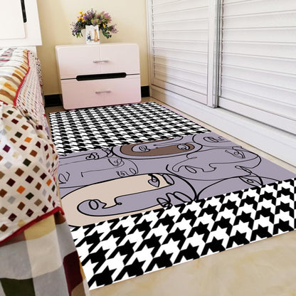 Pink Houndstooth Pattern Rug Polyester Modernist Rug Pet Friendly Anti-Slip Backing Area Rug for Living Room Purple Clearhalo 'Area Rug' 'Rug' 1716126