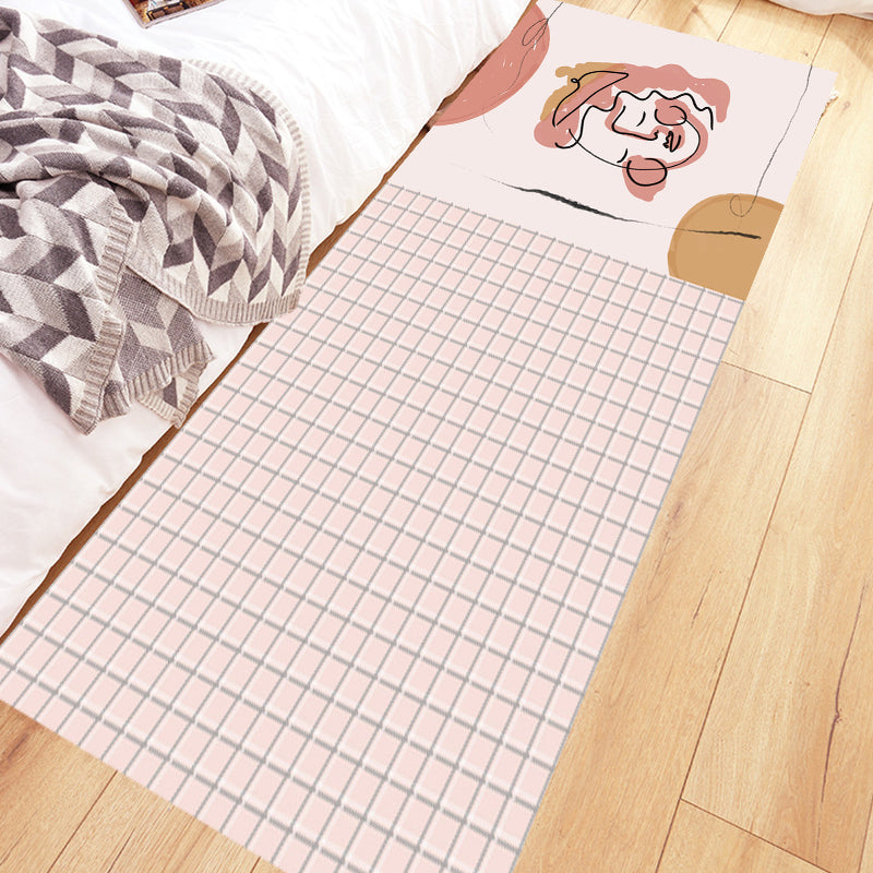 Pink Houndstooth Pattern Rug Polyester Modernist Rug Pet Friendly Anti-Slip Backing Area Rug for Living Room Pink Clearhalo 'Area Rug' 'Rug' 1716129