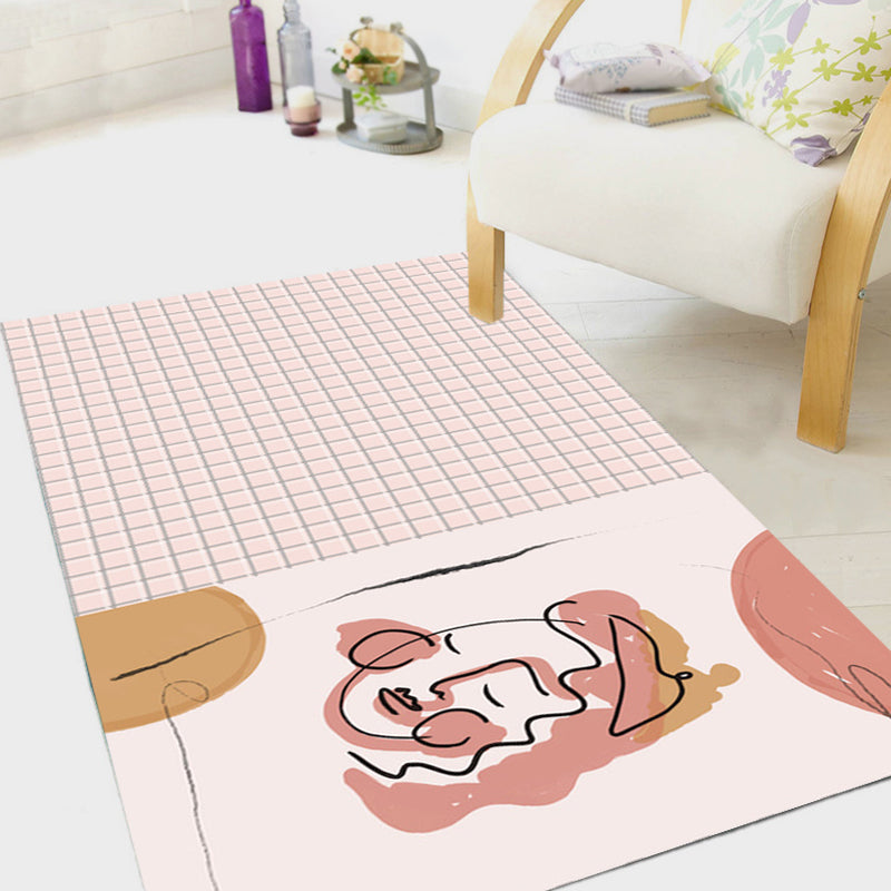 Pink Houndstooth Pattern Rug Polyester Modernist Rug Pet Friendly Anti-Slip Backing Area Rug for Living Room Clearhalo 'Area Rug' 'Rug' 1716130