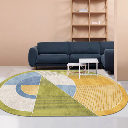 Green and Yellow Bedroom Rug Novelty Colorblock Geometry Pattern Area Rug Polyester Pet Friendly Carpet Yellow Clearhalo 'Area Rug' 'Rug' 1716210