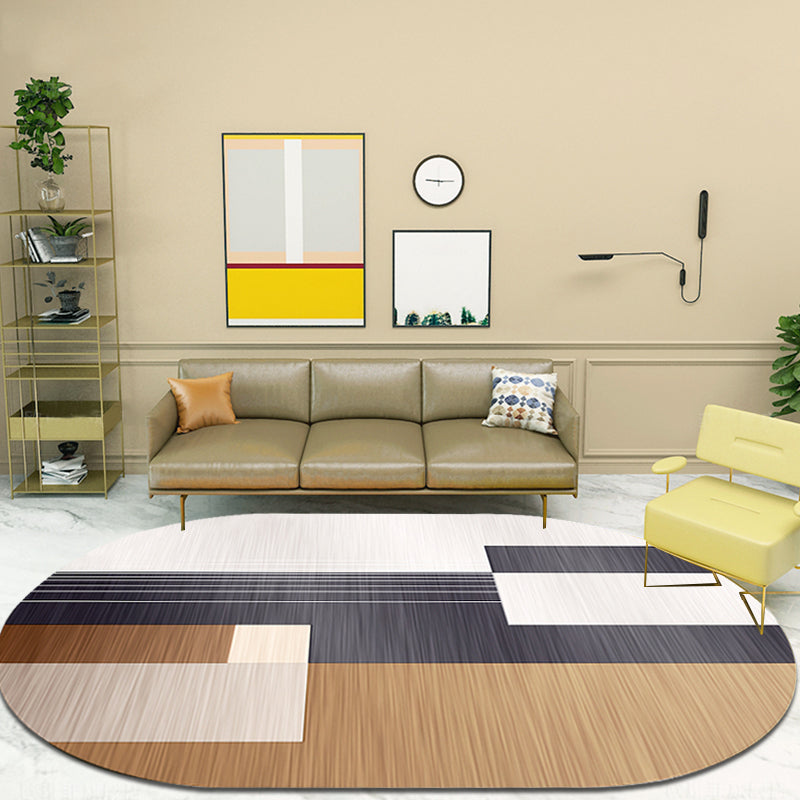 Novelty Living Room Rug in Brown and Ivory Color Block Print Rug Polyester Stain-Resistant Area Rug Brown Clearhalo 'Area Rug' 'Rug' 1716280