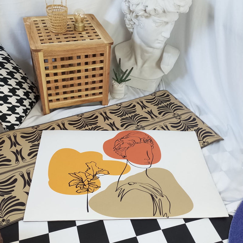 Modern Character Pattern Rug with Leaf Brown and Yellow Polyester Rug Washable Pet Friendly Carpet for Bedroom Yellow-Red Clearhalo 'Area Rug' 'Rug' 1716329