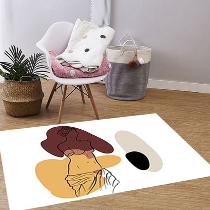 Modern Character Pattern Rug with Leaf Brown and Yellow Polyester Rug Washable Pet Friendly Carpet for Bedroom Yellow Clearhalo 'Area Rug' 'Rug' 1716334