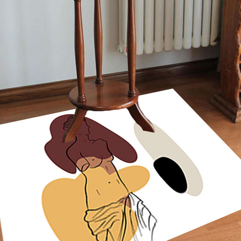 Modern Character Pattern Rug with Leaf Brown and Yellow Polyester Rug Washable Pet Friendly Carpet for Bedroom Clearhalo 'Area Rug' 'Rug' 1716336