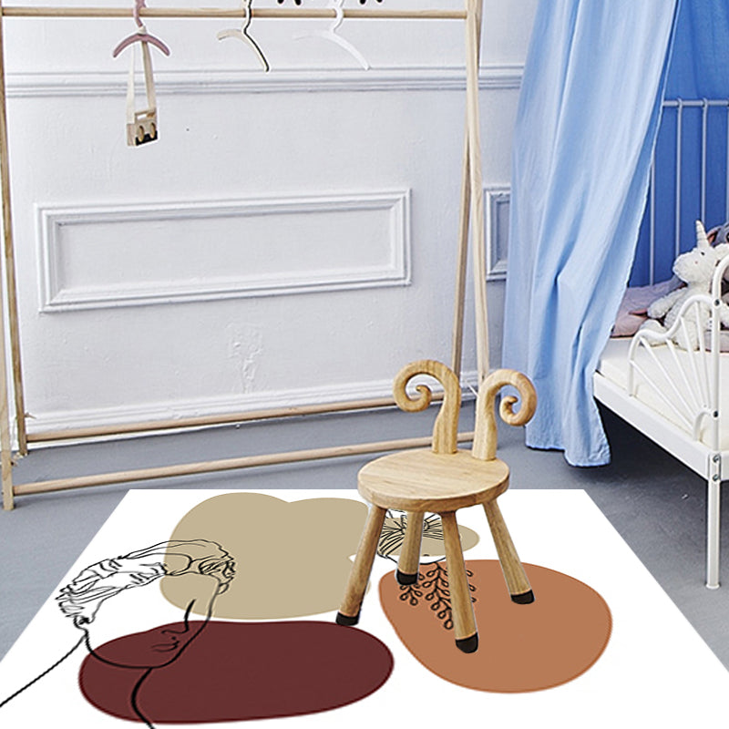 Modern Character Pattern Rug with Leaf Brown and Yellow Polyester Rug Washable Pet Friendly Carpet for Bedroom Brown Clearhalo 'Area Rug' 'Rug' 1716337