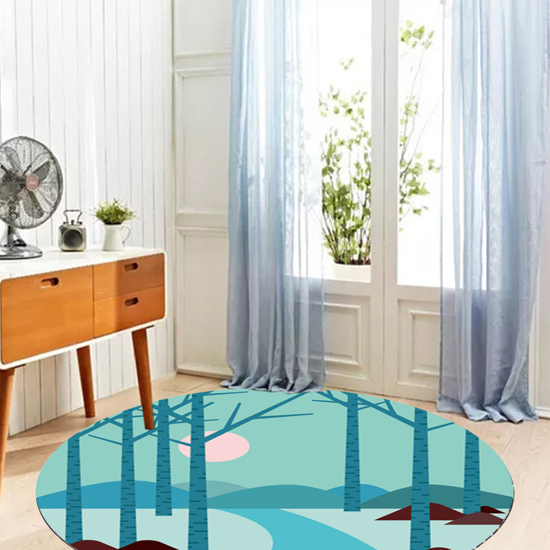 Kids Road Pattern Rug Yellow and Blue Polyester Rug Washable Pet Friendly Non-Slip Area Rug for Child's Bedroom Blue Clearhalo 'Area Rug' 'Rug' 1716349